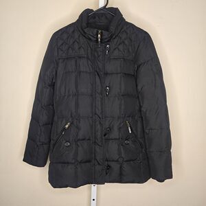 Lauren Ralph Lauren Women's S Down Filled Puffer Jacket Black Toggle Full Zip
